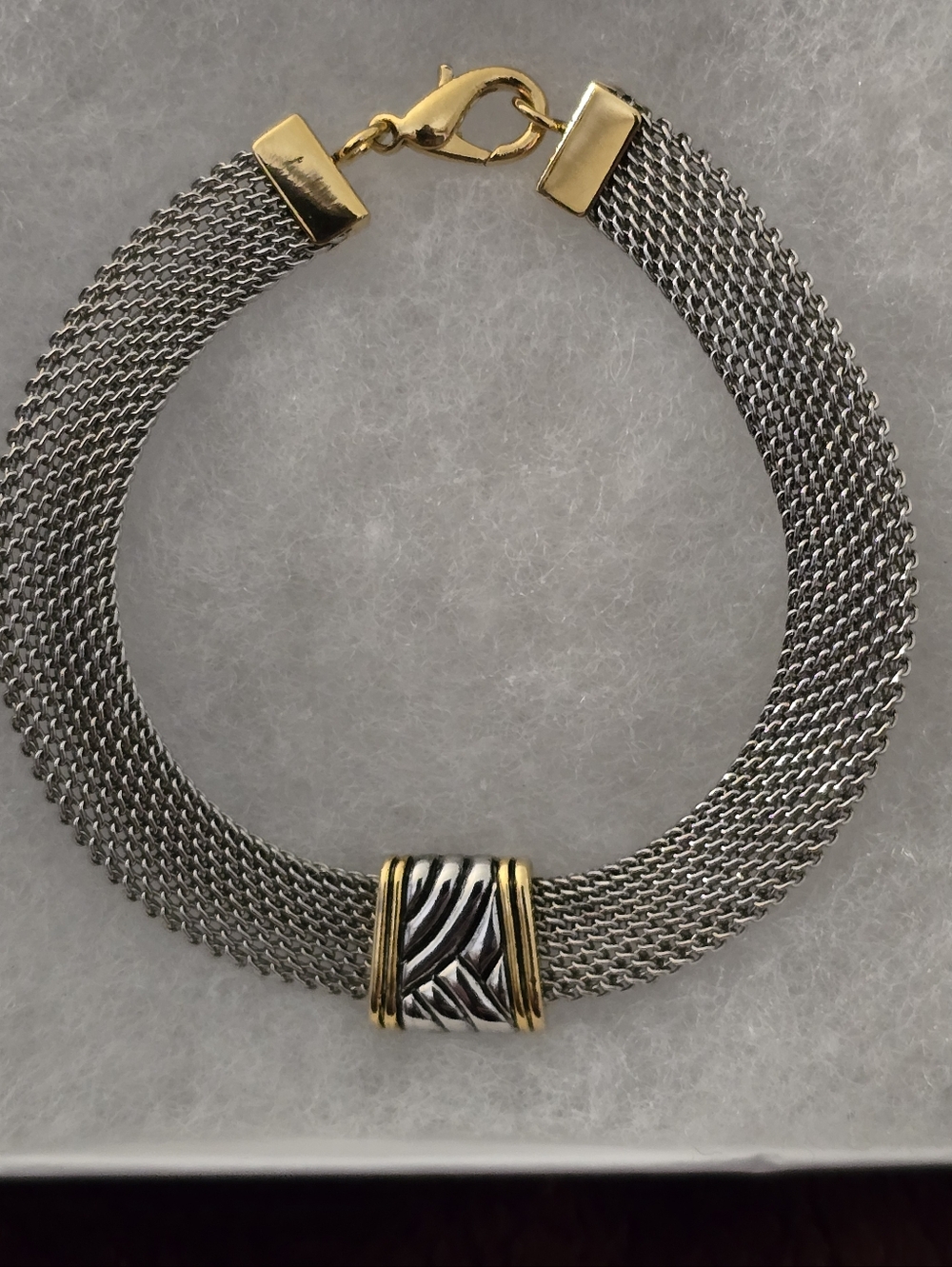 Carol for Eva Graham  Two-Tone Mesh Bracelet with Lobster Claw Clasp NWOT
